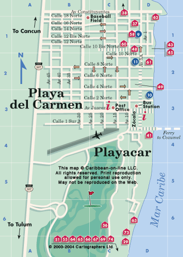 Map Of Playa Del Carmen And Cancun Playa Del Carmen Map (Mexico-On-Line)