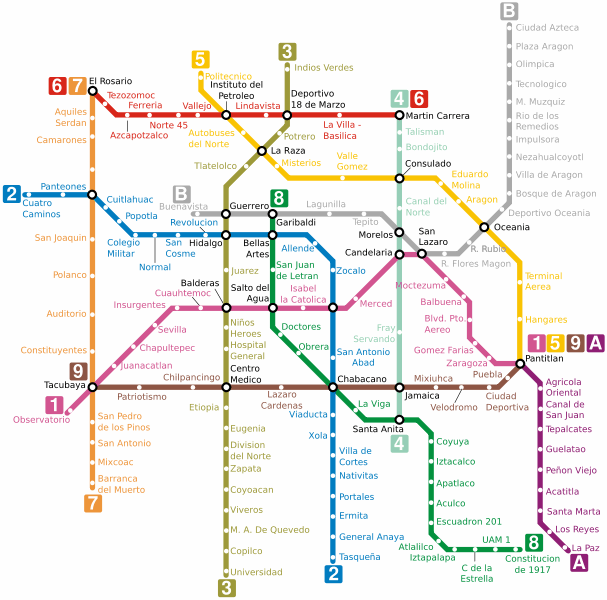 Mexico City Metro Map Mexico City Metro Map (Mexico-On-Line)